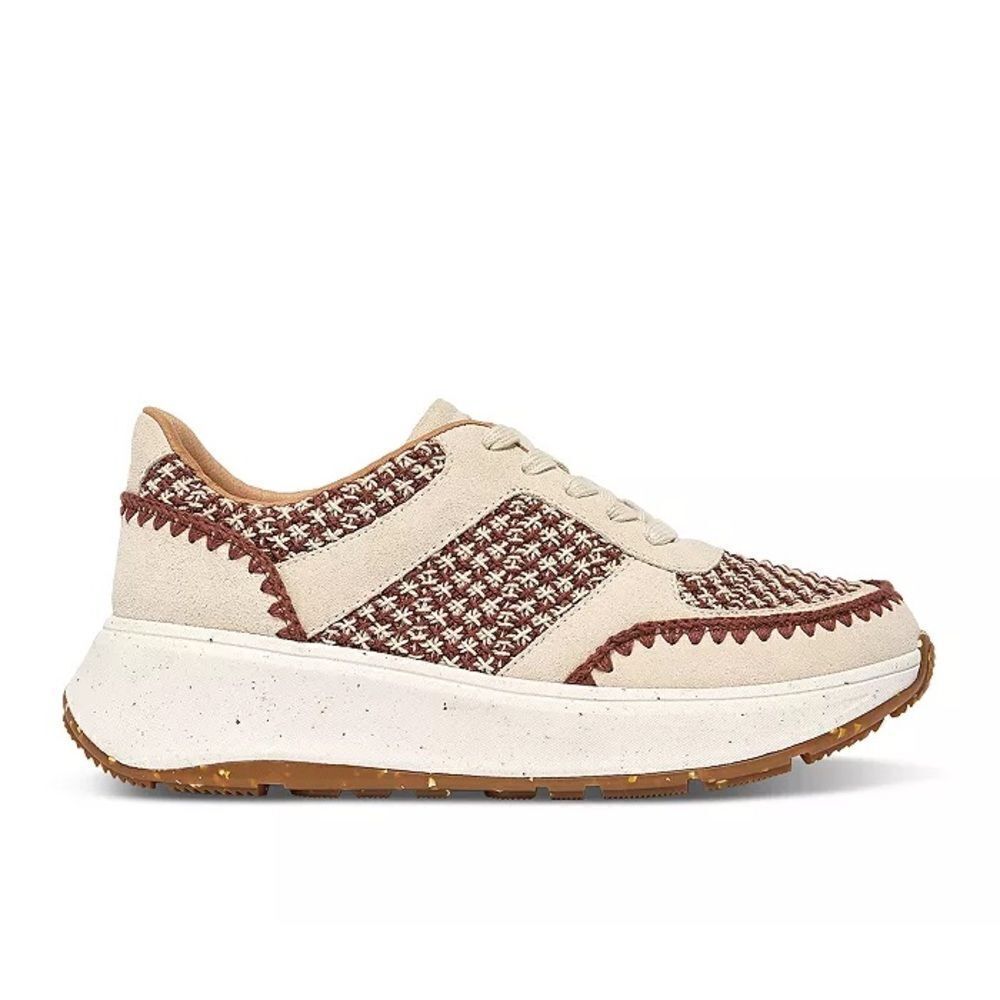 FitFlop F-Mode Crochet Flatform Suede Sneakers Round toe,Lace up,slip resistant